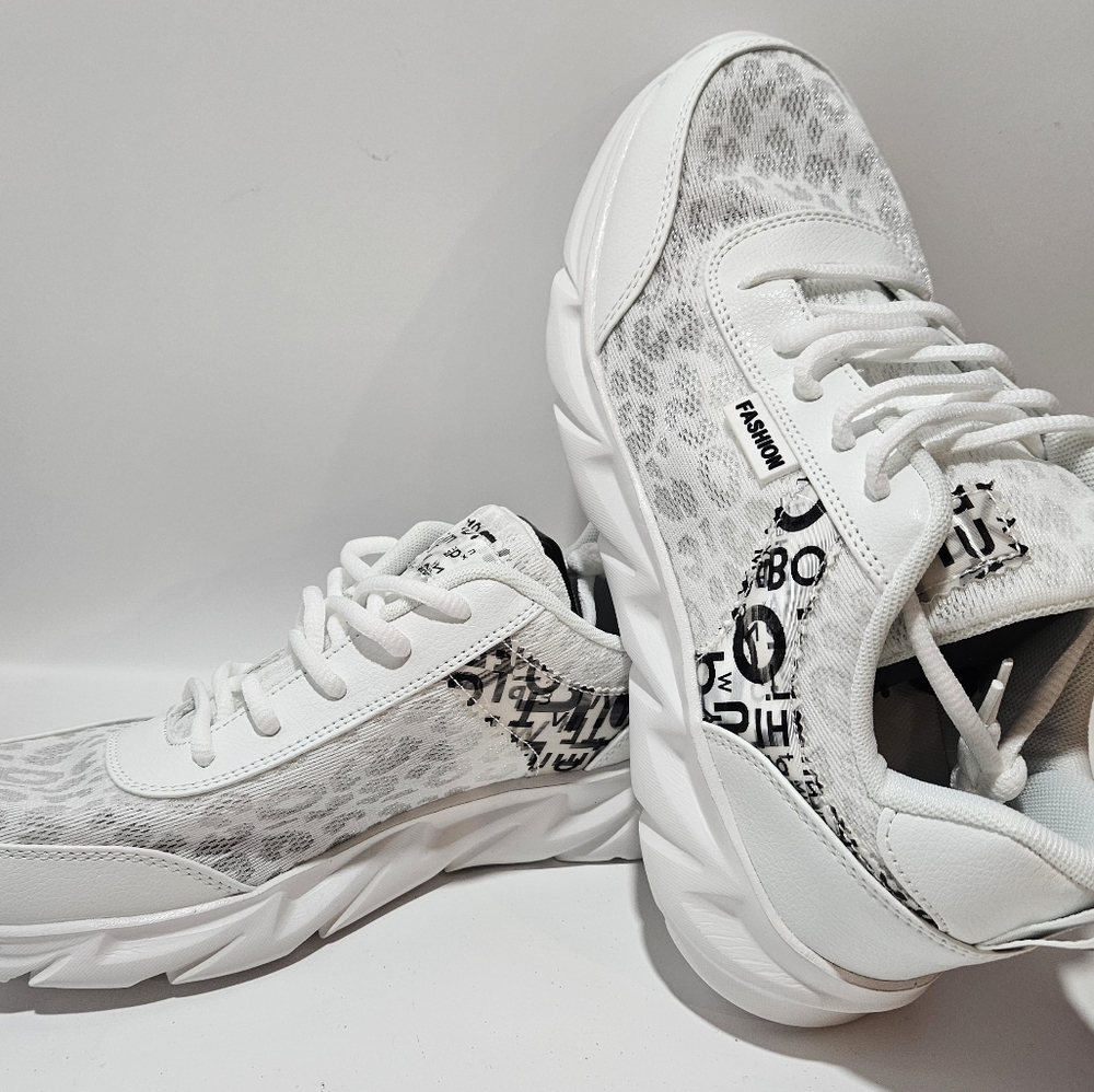 White Leopard Fashion womens sneakers